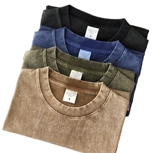 เสื้อยืดผ้าฝ้ายฟอก100% สำหรับผู้ชายขนาดใหญ่กว่าปกติเสื้อยืดพิมพ์ลายพัฟ230กรัมผ้าถักแบบกำหนดเองได้ - Product Image 1