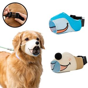 Bozal Antiladridos y Antimordiscos <span class=keywords><strong>para</strong></span> <span class=keywords><strong>Perros</strong></span>, Diseño Transpirable de Dibujos Animados Sonriente, Cubre Boca <span class=keywords><strong>para</strong></span> Mascotas con Hebilla - Product Image 1