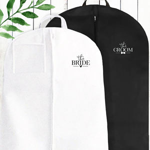 定制徽标印花聚丙烯新娘礼服服装袋，可定制颜色，批发长款晚礼服婚纱 - Product Image 1