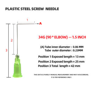 निर्माता 1.5-इंच 34 ग्राम प्लास्टिक-स्टील सुई 90-डिग्री एंगल्ड टिप सिरिंज संगत - Product Image 2