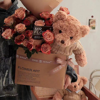 Kraft papier Blumen tasche Träger Box Valentinstag Blumenstrauß Blumen verpackungs tasche Großhandel günstigen Preis