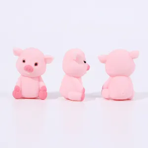 New Product Idea 2024 Wristlet Keychain Bracelet Diy 3d Animal Beads Focal Pink 3d Pig Silicone Focal Beads For Pen Making