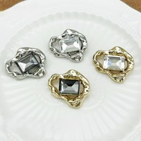 Kancing Tanduk Lapis Kristal Rhinestone Persegi dari Paduan Seng, Langsung dari Pabrik, Ukuran XL, Desain Unik, Dekoratif untuk Mantel, Jas, dan Jaket