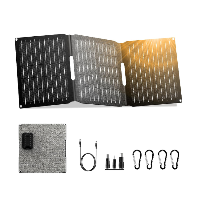 22W Portable Solar Panel Charger , Foldable Solar Panel Kit with DC USB C USB a Out for Power Bank Smart Device