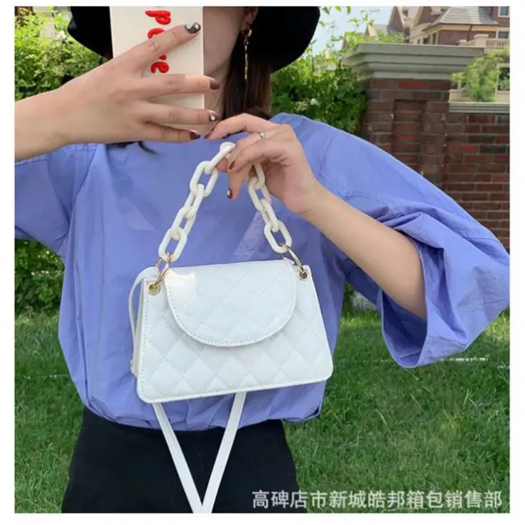 Bolso de plástico con asa corta para mujer, mini bolsa de hombro de color caramelo helado