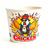 Seau à poulet frit personnalisé OEM ODM, logo personnalisé, emballage de poulet en gros pour chaîne de marques, boîte d'emballage de poulet en couleur pleine.