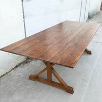 Q-83 Vintage Harvest Klappbarer Tisch aus Rohholz, wiederverwerteter Eichenholztisch für Esszimmer und Foyer, prächtiger Bauernhaus-Esstisch für gehobene Mahlzeiten