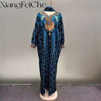 Nouvelle Robe Longue Décontractée et Tendance 2026 pour Femme, Style Boubou Ethnique Africain, Imprimé Diamant, Abaya Musulmane en Coton à Manches Longues