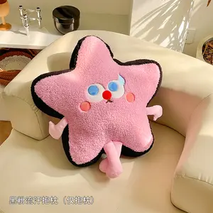 Bantal lembut bentuk bintang warna-warni, mainan boneka bentuk bintang yang lucu