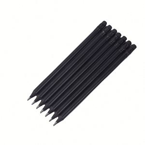Crayons en bois HB noirs en gros avec gomme, personnalisables avec logo, pour artistes et promotions - Product Image 1