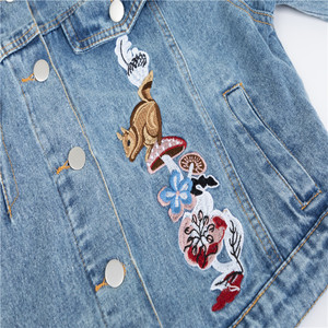 Vintage <span class=keywords><strong>Giacca</strong></span> di Jeans da Donna Ricamo Floreale Streetwear Cappotto <span class=keywords><strong>Giacca</strong></span> Da Cowboy - Product Image 3