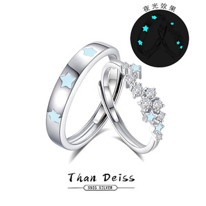 Anelli <span class=keywords><strong>in</strong></span> Argento Sterling con Zirconi per Uomo e Donna, Stile Classico Regolabile Placcato <span class=keywords><strong>in</strong></span> Rodio, Idea Regalo per Anniversario - Product Image 1