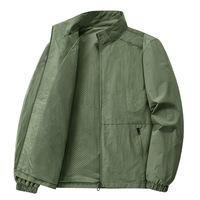 Blouson Bomber Homme Respirant en Toile et Nylon avec Fermeture Éclair, Coupe Décontractée, Grande Taille, Couleur Unie, Épais, Idéal Printemps/Automne – Meilleure Vente