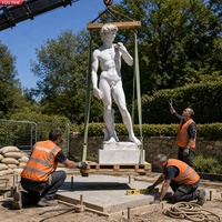 YOUFINE Statue de David de Michel-Ange sculptée à la main en marbre, Art déco européen pour l'extérieur, Sculpture classique célèbre grandeur nature