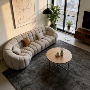 Ensemble de canapé gonflable en forme d'arc créatif, qualité supérieure, cadre durable, base en bois massif, couleur et texture personnalisées - Product Image 1