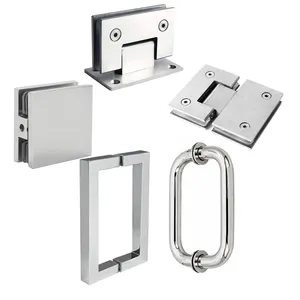 ZD Hot Sale Shower Hardware Stainless Steel Glass Door Shower Hinge Double Sided Door Pull Handle