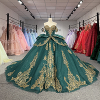 Robe de Quinceañera Jancember 8536 élégante vert chasseur, brodée baroque, en satin avec péplum, pour concours de beauté