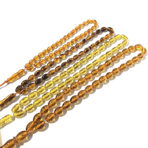 Collar de 33 cuentas de ámbar, joyería Tasbih <span class=keywords><strong>con</strong></span> <span class=keywords><strong>insectos</strong></span> dentro de ámbar, Rosario musulmán - Product Image 1