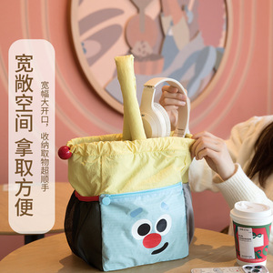 Cute Drawstring Cosmetic Bag Large Capacity Portable For Daily Use Yellow Gray Purple - Product Image 4