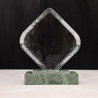 Plaque Souvenir en Cristal Diamant en Gros, Trophée Personnalisé en Cristal avec Base en Marbre