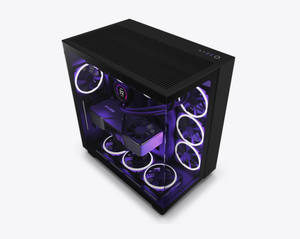 Boîtier <span class=keywords><strong>NZXT</strong></span> H9 Flow blanc et noir, double compartiment, format mid-tower, en métal, optimisé pour le flux d'air, avec ports USB frontaux, compatible Mini-ITX, ventilateur inclus. - Product Image 1