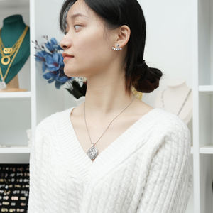 Collar de acero inoxidable brillante con diseño de corazón, caja de fotos con colgante, ovalado - Product Image 5