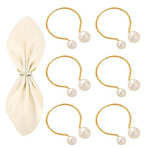 Anillos de Servilleta de Lujo Golden Pearl con Logotipo Personalizado, Chapados en Oro, Vajilla de Alta Calidad, Accesorios Decorativos para Cenas - Product Image 1