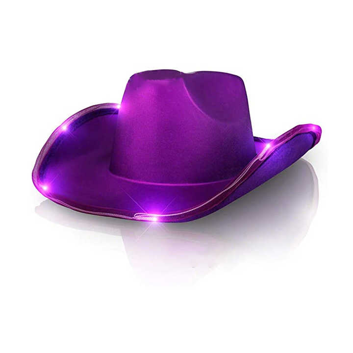 Bslissey Cappello Da Cowboy Da Donna Con Luce LED Colorata, Coulisse - Foto 6