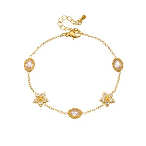 Fashion Pendant Necklace Gold Plated Oval With Flower Star Design Stainless Steel Chain For Party Jewelry - Product Image 5