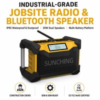 Haut-parleur Bluetooth robuste pour chantier, radio FM sans fil, usage intensif pour batterie d'outil 18V