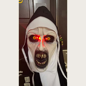Máscara <span class=keywords><strong>de</strong></span> Látex HLC con Capucha <span class=keywords><strong>de</strong></span> <span class=keywords><strong>Monja</strong></span> con Boca Ensangrentada para Halloween, Máscara <span class=keywords><strong>de</strong></span> Fiesta Espeluznante para Cosplay en Casas Encantadas - Product Image 5