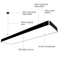 Boyid - Nouveau design moderne - Luminaire suspendu carré linéaire pour chambre à coucher - Lustres LED - 6000K - Lumière du jour - Salle de loisirs - Salle de réunion
