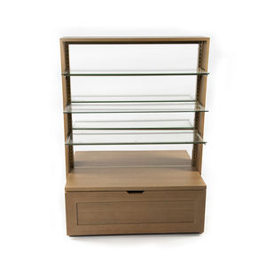 טוב מכירת סגנון מודרני באיכות גבוהה עץ גונדולה מדפים צד כפול זכוכית גלימת מתלה - Product Image 5