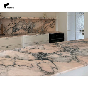 Tostone Aurora sóng tự nhiên màu hồng Đá Cẩm Thạch đá đảo bàn cho nhà biệt thự nhà bếp Countertop Vanity đầu trang trí tường - Product Image 2