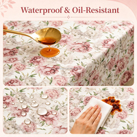 Nappe en plastique imprimée sur mesure RNPT, rouleau de nappe en PVC au toucher doux, motif floral pour cuisine, salle à manger, fête, vente en gros