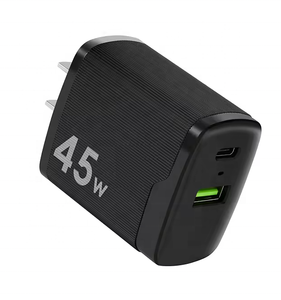 محول سفر بتصميم خاص، شاحن حائط GaN بقوة 45 واط، منافذ A+C، شاحن سريع مع إضاءة، محمول للمنتجات الإلكترونية، متوافق مع مقابس الولايات المتحدة/أوروبا/المملكة المتحدة - Product Image 2