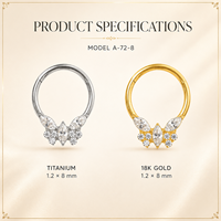Anneau de piercing à charnière multi-positions en titane plaqué or 18 carats avec zircon AAAAAA de forme géométrique personnalisée, poli miroir