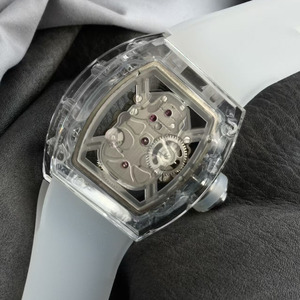 เคสใสลายหัวกะโหลกทันสมัยและหรูหรา พร้อมเข็มเรืองแสง สายยางขนาด 20 มม. นาฬิกาตูร์บิญองแฟชั่นสำหรับผู้ชาย - Product Image 5