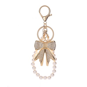 Porte-clés en forme de nœud coloré avec strass, pendentif créatif en métal pour sac de femme, porte-clés, anneau porte-clés - Product Image 3