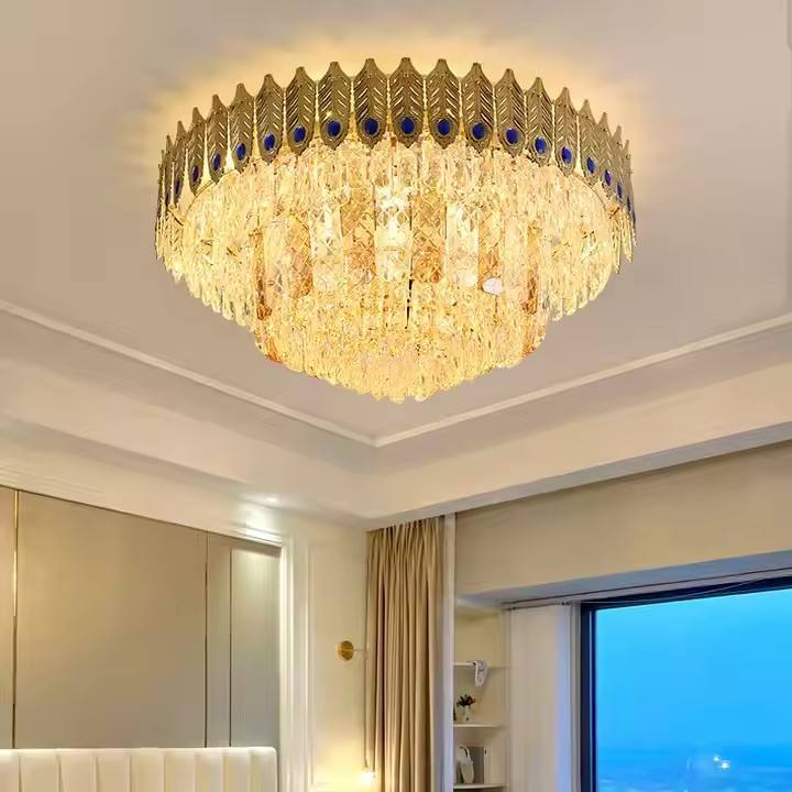 Factory Villa Wedding Nordic Large Hotel K9 Crystal Ceiling Lamp Chandelier Gold Trade Modern Decorative Salon Ceiling Lighting