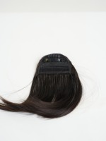Extensions de frange synthétiques à clipser, fabriquées en Corée, coupe droite et épaisse, postiche de cheveux naturel avec frange avant soignée et clips pour femmes