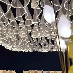Rideau <span class=keywords><strong>lumineux</strong></span> LED en organza pour fête de <span class=keywords><strong>mariage</strong></span>, draperie de <span class=keywords><strong>plafond</strong></span> ondulée blanc doux pour scène et toile de fond - Product Image 3