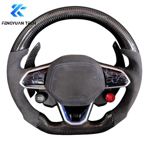 พวงมาลัยแอลแคนทาราแอลอีดีคาร์บอนไฟเบอร์สำหรับ Mk8กอล์ฟ R Mk7.5 <span class=keywords><strong>GTI</strong></span> Jetta Passat B8 Tiguan arteon CC Audi A3 8V ไม่มีถุงลมนิรภัย - Product Image 1