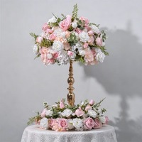Set Dekorasi Bunga Sutra Buatan untuk Pernikahan, Centerpiece Meja, Dekorasi Lorong, Rangkaian Hotel, Warna Pink dan Putih Mawar