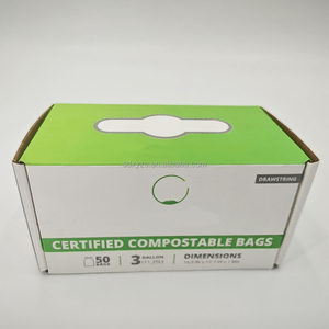 Rollo de bolsas de basura con cordón PBAT degradable compostable respetuoso con el medio ambiente, basura de cocina biodegradable resistente de 13 galones <span class=keywords><strong>ORIZON</strong></span> - Product Image 2
