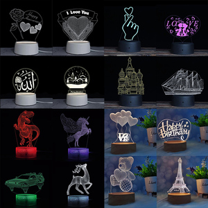 Lampe de chevet LED créative 3D moderne et mignonne en forme de dessin animé, rechargeable par USB, en acrylique, ours, RGB, à intensité variable, décoration de chambre à coucher, festive - Product Image 4
