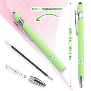 Stylo bille rétractable populaire à pointe de 1,0 mm, style professionnel 2-en-1, stylet en aluminium à écran tactile doux avec logo personnalisé - Product Image 2