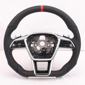 Volant en cuir semi-perforé personnalisé pour A3 A4 A5 A6 A7 C6 C7 C8 S3 S4 S5 S6 B7 B8 B9 RS3 RS4 RS5 <span class=keywords><strong>RS6</strong></span> Q5 Q7 Q8 - Product Image 1
