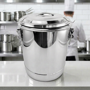 Stainless Steel Airtight <b>Storage</b> <b>Container</b> with Clasp Lid Cylinder Shape Moisture Proof Food Preservation <b>Kitchen</b> Use - Product Image 1