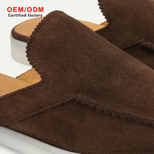 Mules de lujo personalizados para hombre, mocasines de ante sin talón, zapatos sin cordones tipo pantufla, mules planos casuales, zapatos minimalistas de ante 2026 - Product Image 2